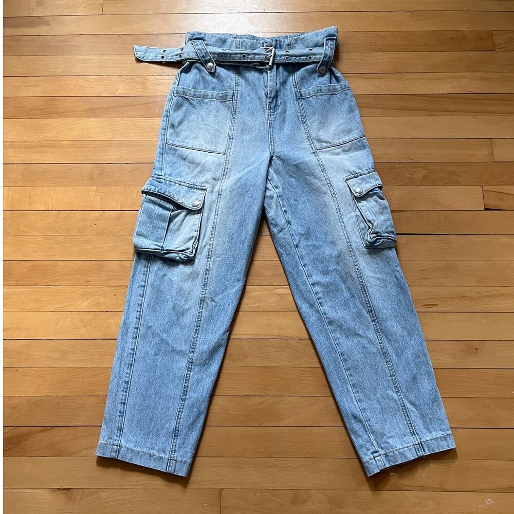BLANKNYC Self Belted Cargo Denim Jeans Steal The Show 26 EUC